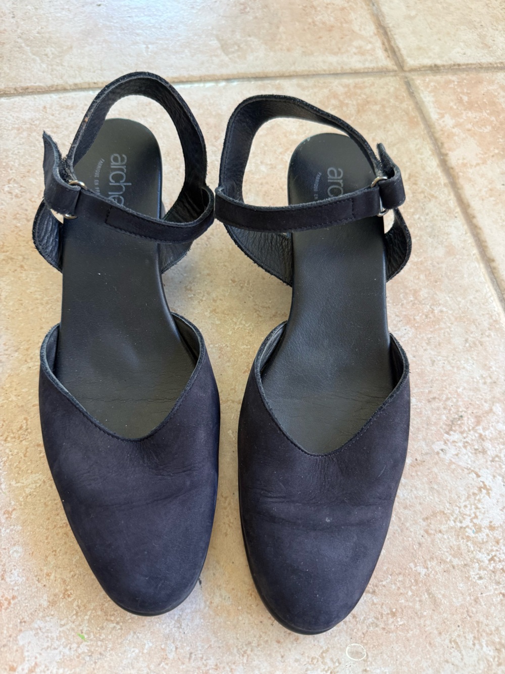 Arche Black Suede Ankle-Strap Heels